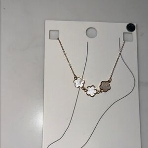 Forever 21 Gold Tone Ankle Bracelet with White Mother-of-Pearl Clovers